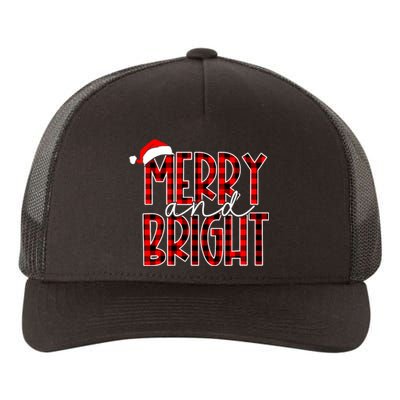 Merry And Bright Buffalo Plaid Red Santa Hat Christmas Xmas Yupoong Adult 5-Panel Trucker Hat