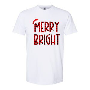 Merry And Bright Buffalo Plaid Red Santa Hat Christmas Xmas Softstyle CVC T-Shirt