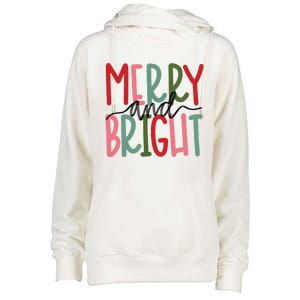 Merry And Bright Christmas Women Girls Cute Womens Funnel Neck Pullover Hood