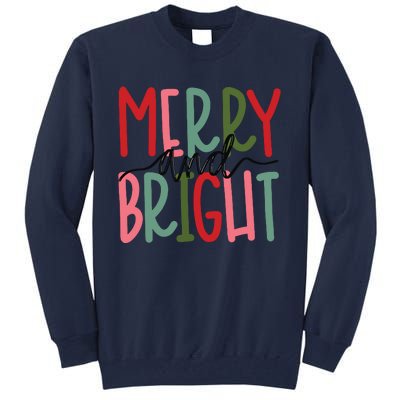 Merry And Bright Christmas Women Girls Cute Tall Sweatshirt