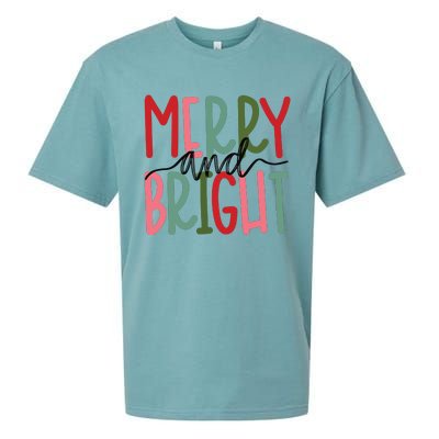 Merry And Bright Christmas Women Girls Cute Sueded Cloud Jersey T-Shirt