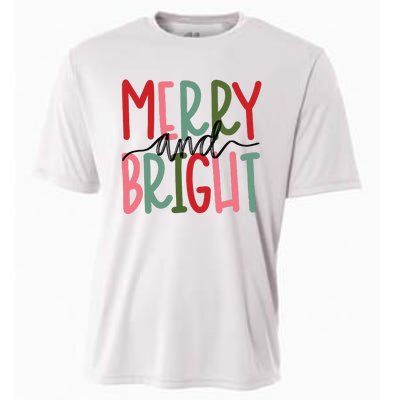 Merry And Bright Christmas Women Girls Cute Cooling Performance Crew T-Shirt