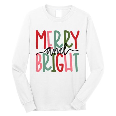 Merry And Bright Christmas Women Girls Cute Long Sleeve Shirt