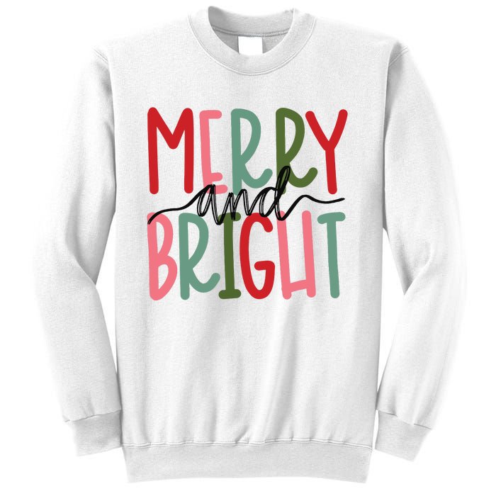 Merry And Bright Christmas Women Girls Cute Sweatshirt