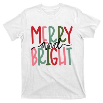 Merry And Bright Christmas Women Girls Cute T-Shirt