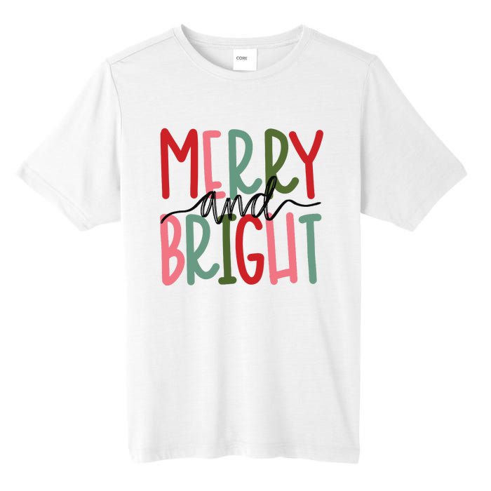 Merry And Bright Christmas Women Girls Cute Tall Fusion ChromaSoft Performance T-Shirt