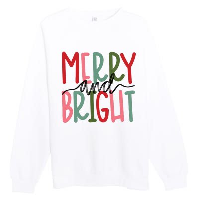 Merry And Bright Christmas Women Girls Cute Premium Crewneck Sweatshirt