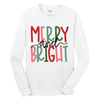 Merry And Bright Christmas Women Girls Cute Tall Long Sleeve T-Shirt