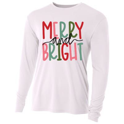 Merry And Bright Christmas Women Girls Cute Cooling Performance Long Sleeve Crew