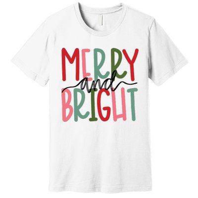 Merry And Bright Christmas Women Girls Cute Premium T-Shirt