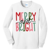 Merry And Bright Christmas Women Girls Cute Kids Long Sleeve Shirt