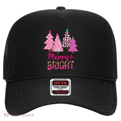 Merry And Bright Christmas Tree Christmas Costume High Crown Mesh Back Trucker Hat