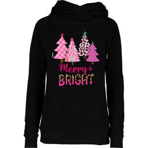 Merry And Bright Christmas Tree Christmas Costume Womens Funnel Neck Pullover Hood