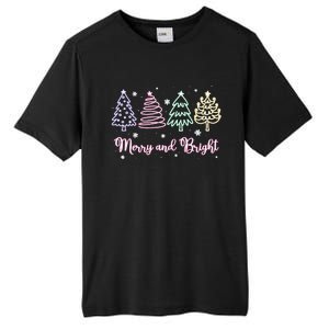 Merry And Bright Christmas Tree Merry Xmas Girl Women Cute Tall Fusion ChromaSoft Performance T-Shirt