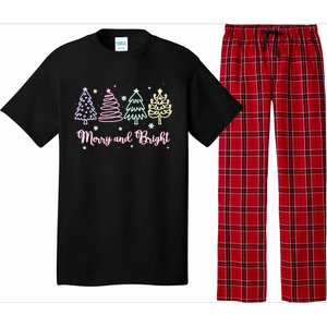 Merry And Bright Christmas Tree Merry Xmas Girl Women Cute Pajama Set