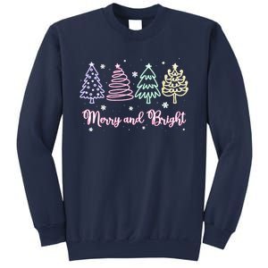 Merry And Bright Christmas Tree Merry Xmas Girl Women Cute Sweatshirt