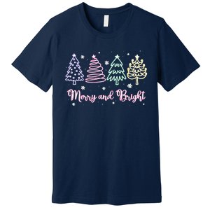 Merry And Bright Christmas Tree Merry Xmas Girl Women Cute Premium T-Shirt