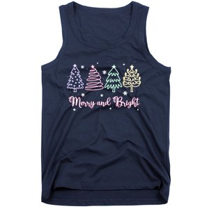 Merry And Bright Christmas Tree Merry Xmas Girl Women Cute Tank Top