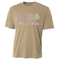 Merry And Bright Christmas Tree Merry Xmas Girl Women Cute Cooling Performance Crew T-Shirt