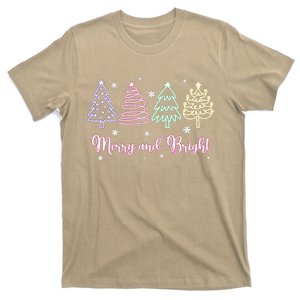 Merry And Bright Christmas Tree Merry Xmas Girl Women Cute T-Shirt