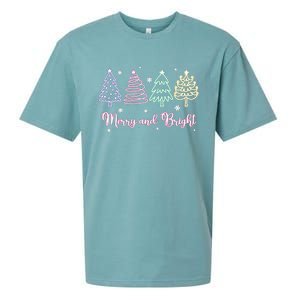 Merry And Bright Christmas Tree Merry Xmas Girl Women Cute Sueded Cloud Jersey T-Shirt