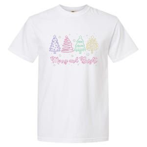 Merry And Bright Christmas Tree Merry Xmas Girl Women Cute Garment-Dyed Heavyweight T-Shirt