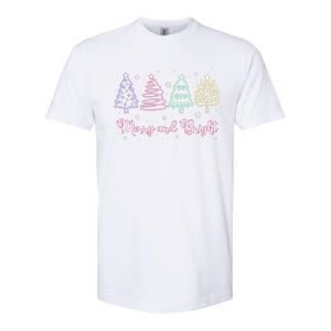 Merry And Bright Christmas Tree Merry Xmas Girl Women Cute Softstyle CVC T-Shirt