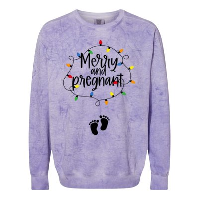 Merry And Bright Pregnant Christmas Light Baby Announcement Colorblast Crewneck Sweatshirt