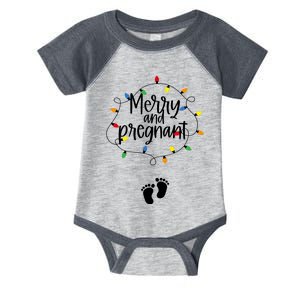 Merry And Bright Pregnant Christmas Light Baby Announcement Infant Baby Jersey Bodysuit