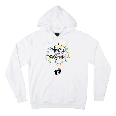 Merry And Bright Pregnant Christmas Light Baby Announcement Hoodie