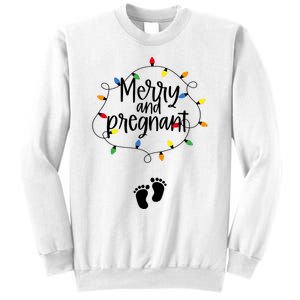 Merry And Bright Pregnant Christmas Light Baby Announcement Sweatshirt