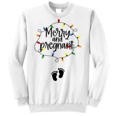 Merry And Bright Pregnant Christmas Light Baby Announcement Sweatshirt