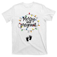 Merry And Bright Pregnant Christmas Light Baby Announcement T-Shirt