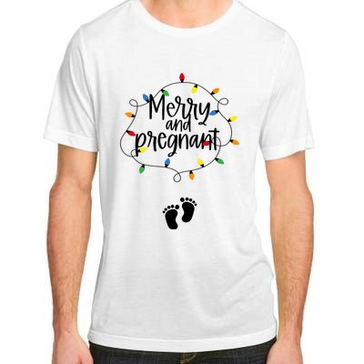 Merry And Bright Pregnant Christmas Light Baby Announcement Adult ChromaSoft Performance T-Shirt