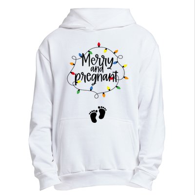 Merry And Bright Pregnant Christmas Light Baby Announcement Urban Pullover Hoodie