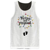 Merry And Bright Pregnant Christmas Light Baby Announcement Mesh Reversible Basketball Jersey Tank