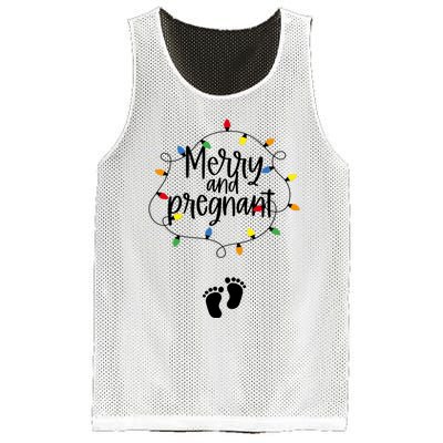 Merry And Bright Pregnant Christmas Light Baby Announcement Mesh Reversible Basketball Jersey Tank