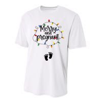 Merry And Bright Pregnant Christmas Light Baby Announcement Performance Sprint T-Shirt