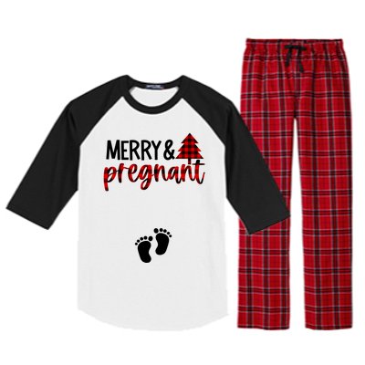 Merry And Bright Pregnant Christmas Pregnancy Announcement Raglan Sleeve Pajama Set