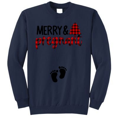 Merry And Bright Pregnant Christmas Pregnancy Announcement Tall Sweatshirt