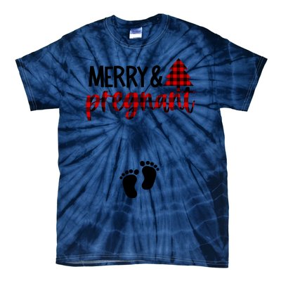 Merry And Bright Pregnant Christmas Pregnancy Announcement Tie-Dye T-Shirt