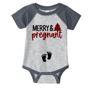 Merry And Bright Pregnant Christmas Pregnancy Announcement Infant Baby Jersey Bodysuit