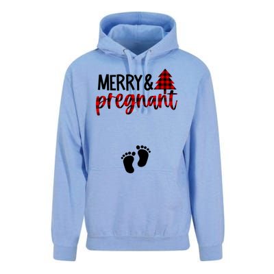 Merry And Bright Pregnant Christmas Pregnancy Announcement Unisex Surf Hoodie