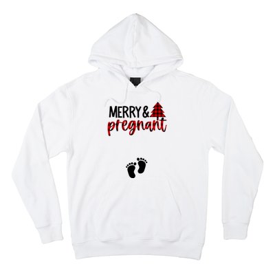 Merry And Bright Pregnant Christmas Pregnancy Announcement Hoodie