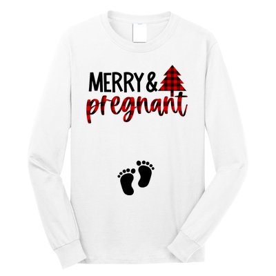 Merry And Bright Pregnant Christmas Pregnancy Announcement Long Sleeve Shirt