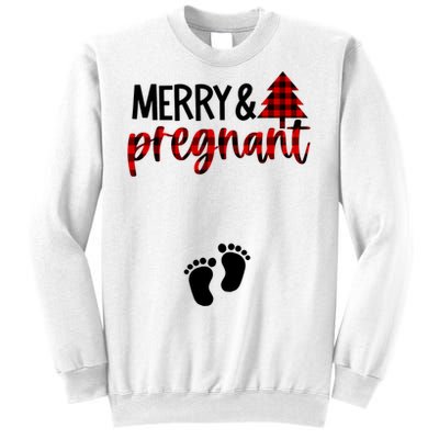 Merry And Bright Pregnant Christmas Pregnancy Announcement Sweatshirt