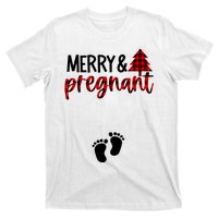 Merry And Bright Pregnant Christmas Pregnancy Announcement T-Shirt