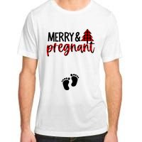 Merry And Bright Pregnant Christmas Pregnancy Announcement Adult ChromaSoft Performance T-Shirt