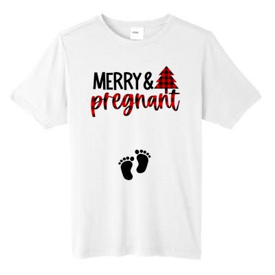 Merry And Bright Pregnant Christmas Pregnancy Announcement Tall Fusion ChromaSoft Performance T-Shirt