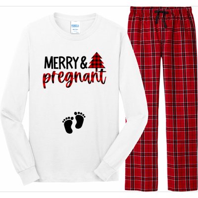 Merry And Bright Pregnant Christmas Pregnancy Announcement Long Sleeve Pajama Set